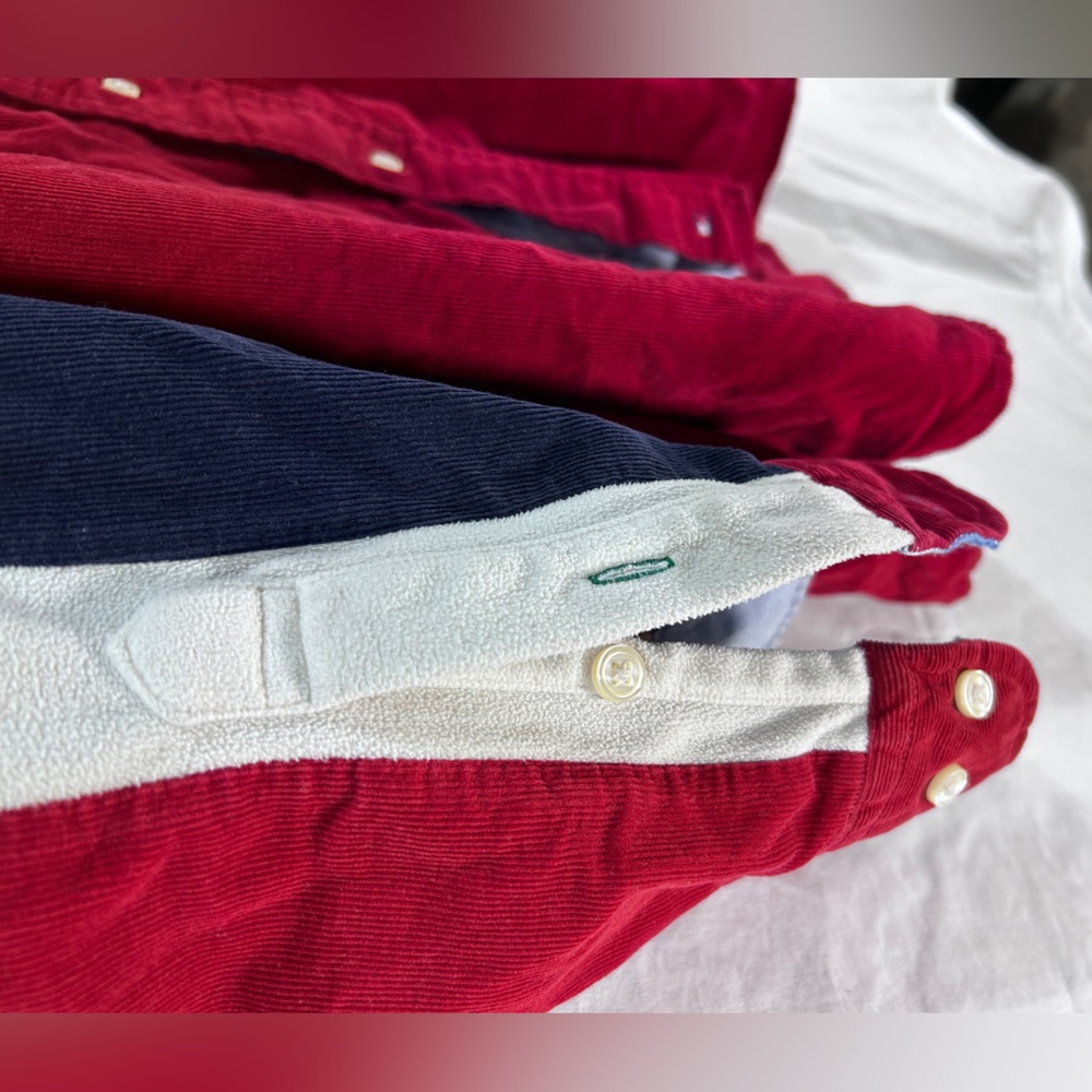 Vintage Tommy Hilfiger Corduroy Shirt Men’s Long Sleeve Y2K Red White Blue XL - Picture 11 of 13
